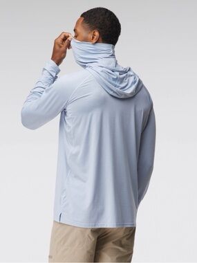 NRS Silkweight Varial Hoodie UPF 50 Light Sky Blue Hooded Performance Top Size M